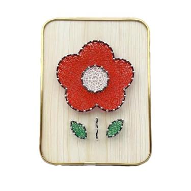 Imagem de MerainMe Kit de arte de corda 3D DIY artesanato de flores vermelhas decoração de casa sinuosa terno de desenho para crianças, família iniciante, presente de Natal feito à mão (inclui todos os