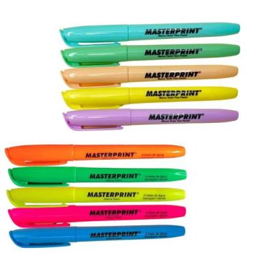 Imagem de Kit Marca Texto Tons Pastel Neon 10 Unidades Coloridas Seca Rápido - K