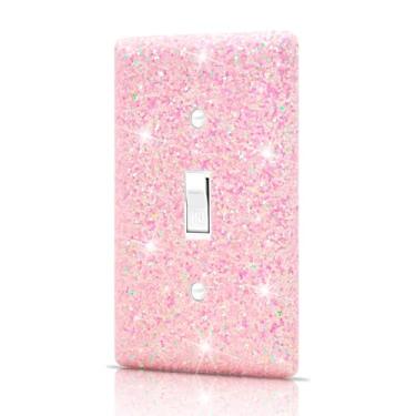 Imagem de Dengduoduo Placa de parede para interruptores de luz, capas de tomada decorativas, com glitter, brilhante, placa de parede, interruptor único, para cozinha, quarto, sala de estar, decoração de casa