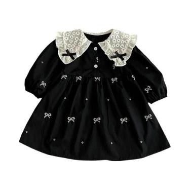 Imagem de Macacões Bordados De Manga Longa Para Meninas, Vestidos Casuais De Pri