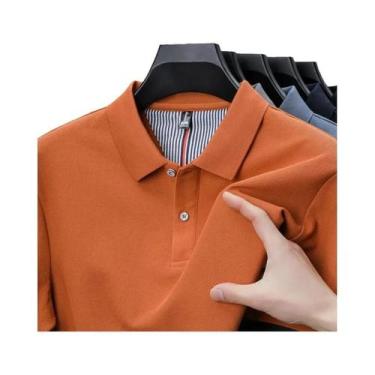 Imagem de Camisa Polo Masculina 100% Algodão De Manga Curta Verão Camiseta Listr