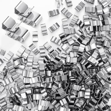 Imagem de Zhengmy 500 peças de clipes de arame para quadro de reboque Clipes de cabo de metal de aço inoxidável 22,5 mm/0,89 polegadas Painel Solar Grampos de fio duplo Grampos de reboque para fiação PV Cabo de