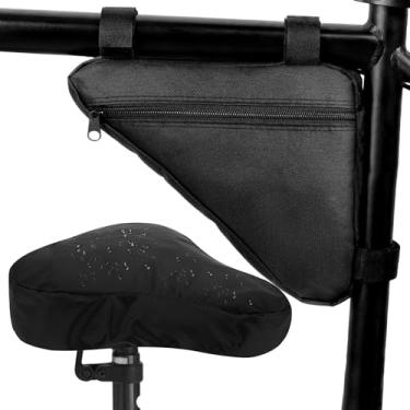 Imagem de YBEATY Bolsa triangular para bicicleta, bolsa para quadro de bicicleta de montanha, bolsa de selim frontal, leve, kit de armazenamento de ciclismo, acessórios para chaves de carteira de telefone