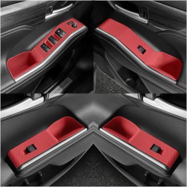 Imagem de Temmis Capa de painel de interruptor de janela de porta de carro 4 peças para Toyota Highlander 2022-2026, acessórios de decoração de interiores automotivos kit de estilo de silicone para acabamento