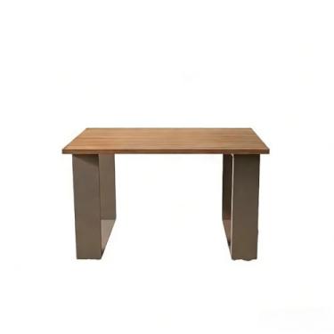 Imagem de Mesa de Centro 2 Andares MDF 68x45 Fácil Montagem Tampo Amadeirado e Pés Cinza(Mesa de Centro 60x35)