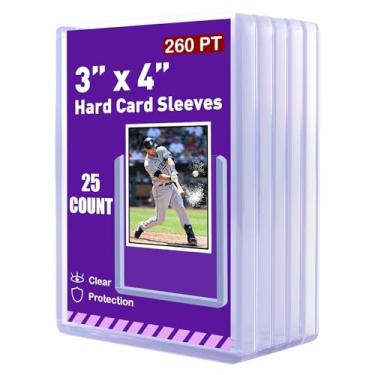 Imagem de 260pt 7,6 cm x 10,16 cm capas para cartões rígidos – 25 peças de plástico rígido para cartas de troca, adequado para cartas grossas de beisebol, basquete, hóquei, futebol, jogos e memorbilia