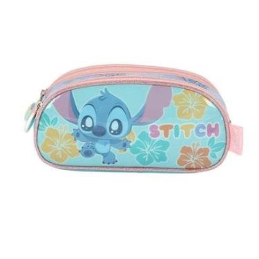 Imagem de Estojo Escolar Triplo Luxcel Stitch Aloha Azul Turquesa-Masculino