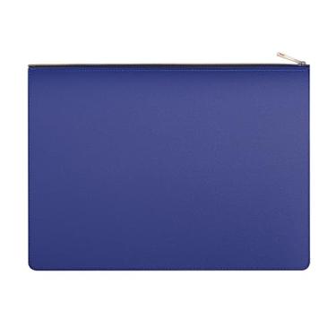 Imagem de Enyuwlcm Pasta de arquivo A4 de couro PU com zíper porta-documentos envelope para contrato de recibo (1, azul)