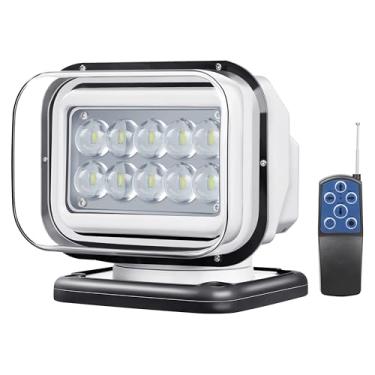 Imagem de Holofote de LED resistente de 50 W, holofote de controle remoto brilhante de 5000 LM com giro de 360 polegadas e 5 ímãs para barcos e caminhões marítimos