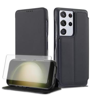 Imagem de Asuwish Capa de celular para Samsung Galaxy S23 Ultra 5G capa carteira celular com protetor de tela de vidro temperado e suporte de cartão de crédito flip acessórios S23Ultra 23S S 23 23Ultra 17.3 cm