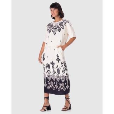 Imagem de Saia Midi Feminina Estampada Bolso Lateral Em Viscose-Feminino