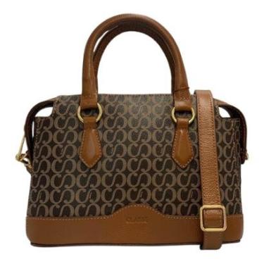 Imagem de Bolsa Classe Couro Feminina Tote Clássica Alça Mão Tiracolo 2252-2 Canvas Creme-Feminino