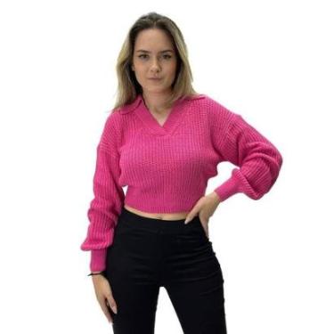 Imagem de Blusa Malwee de lã Cropped Gola V Manga Longa-Feminino