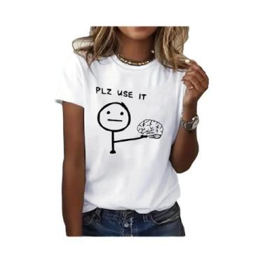 Imagem de Camiseta Feminina De Verão Com Estampa Engraçada De Cérebro, Camiseta 