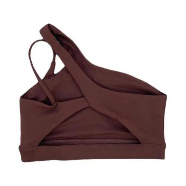 Imagem de Top De Yoga Feminino Com Alças Obliquas E Efeito Push Up, À Prova De C