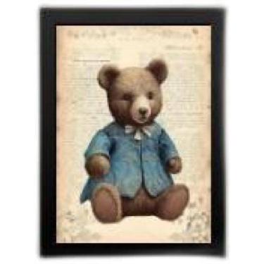 Imagem de Kit 3 Quadros Quarto Bebê Ursos Vintage 33X24Cm