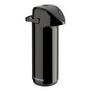 Imagem de Garrafa Térmica Verona De Pressão Ampola De Vidro 1l Preta Chá Café Un