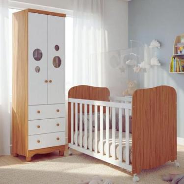 Imagem de Quarto Bebê Completo Berço Americano Uli Guarda Roupas 2 Portas 3 Gave