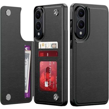 Imagem de Goodon Capa carteira para Samsung Galaxy S25 Edge com suporte para cartão, bloqueio RFID, capa floral vintage estética, capa protetora retrô moderna exclusiva para mulheres e meninas - preta