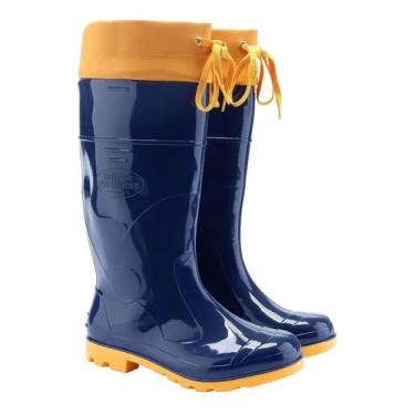 Imagem de Bota Galocha Azul/Amarela Com Amarra Calfor- 39
