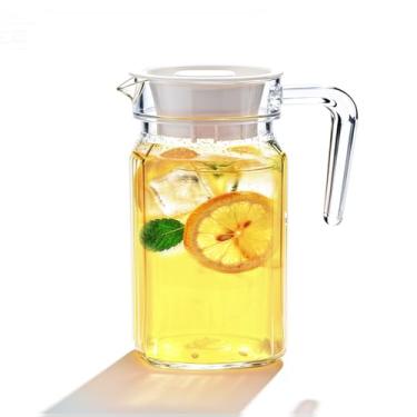 Imagem de Jarros de água para festas Wasserkrug Kinder, jarro de acrílico de 500 ml com tampa, jarro de leite de vidro 500 ml, garrafa de suco transparente de acrílico, listrada, água gelada, com tampa para bar
