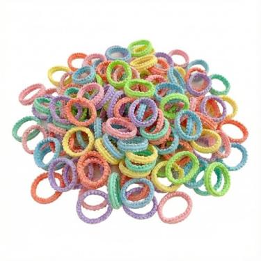 Imagem de Laços de cabelo sem danos, 50 peças de elásticos de cabelo infantil cor doce com borda dupla elástica elásticos pequenos suportes de rabo de cavalo macios, sem obstáculos, para meninas, tranças