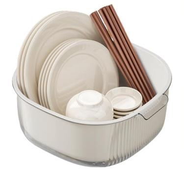 Imagem de Cesta de lavagem de frutas e vegetais, escorredor de lavagem de vegetais de camada dupla, tigela de drenagem de lavagem de legumes e frutas para limpeza e mistura