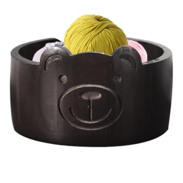 Imagem de Tigela de crochê - Suporte de fio de crochê - Cesta de armazenamento de lã portátil de madeira, organizador em forma de animal para tricô de crochê