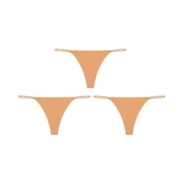Imagem de Calcinhas Tanga Sem Costura De Cintura Baixa 3PCS Com Alças Finas E Al