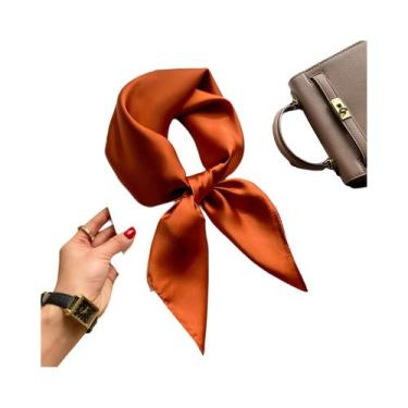 Imagem de Lenço Hijab De Seda Satinada De 70cm Em Cor Sólida Para Mulheres, Lenç