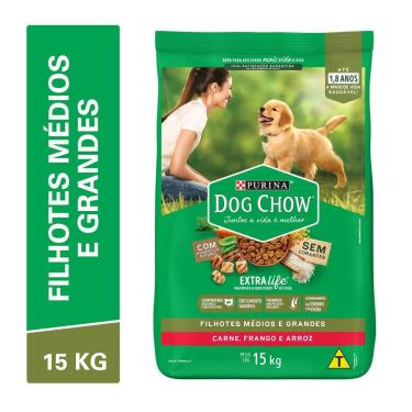 Imagem de Ração DOG CHOW Cães Filhotes Frango e Arroz 15kg