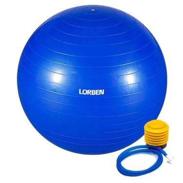 Imagem de Bola De Pilates Yoga Funcional Lorben Com Bomba Suporta Até 150 Kg Azul