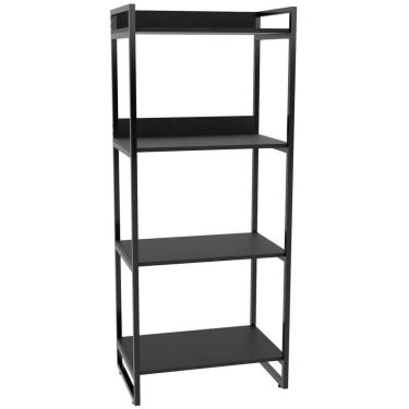 Imagem de Kit 2 Estantes Com 4 Prateleiras Escritório 146x60cm Preto