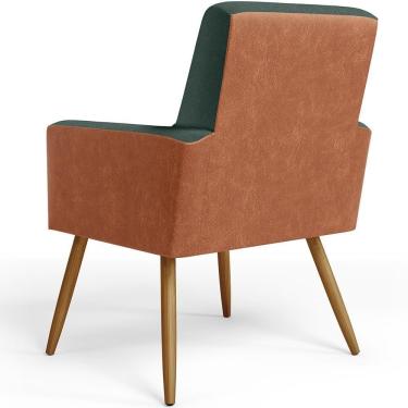 Imagem de Kit 04 Poltronas Pés Palito Linho Verde Musgo Camel