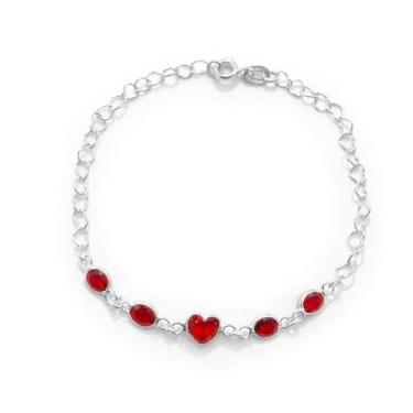Imagem de Bracelete Pulseira Prata 925 Coração Zircônias Delicada Moda - Lojas L