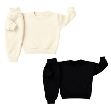 Imagem de Kit 2 Conjuntos de Moletom Infantil Básico Liso Unissex Peluciado Bebê