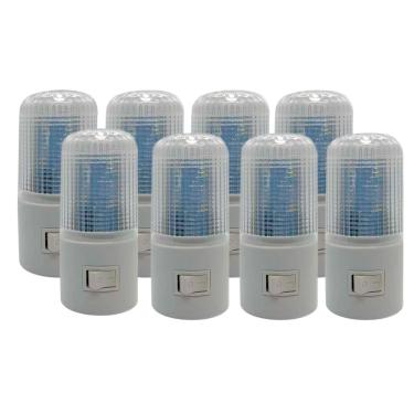 Imagem de Kit 8 Mini Luminária de Tomada Abajur de LED Iluminação Noturna Ambiente Universal Bivolt