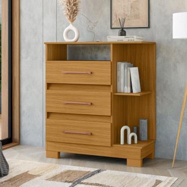 Imagem de Cômoda para Quarto 3 Gavetas com Nicho Saint Carvalho Americano
