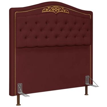 Imagem de Cabeceira Cama Box Casal Queen 160cm com Tachas Imperial Veludo J02 Bordô - Mpozenato