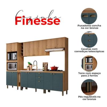 Imagem de Cozinha Modulada Finesse Composição 21 Capuccino Azul  - THB