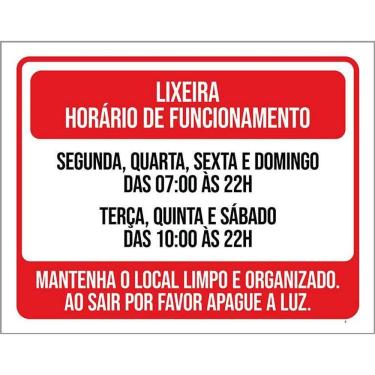 Imagem de Kit 10 Placa Acm Lixeira Funcionamento Local Limpo 18X23
