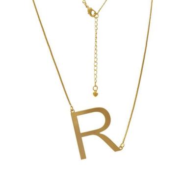Imagem de Colar de Letra Grande Transversal Folheado em Ouro 18K SoftJoias , R
