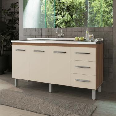 Imagem de Gabinete De Cozinha Para Pia 3 Portas 3 Gavetas Savana Off White