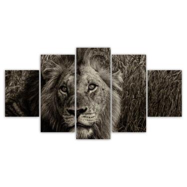 Imagem de Quadros Decorativos Mosaico Mdf Leão 115X60Cm