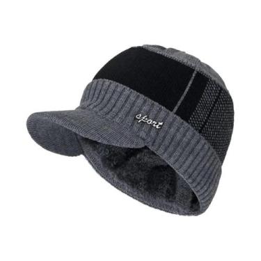 Imagem de Gorro Unissex Quente De Inverno Com Forro De Pelúcia, Gorro De Malha G