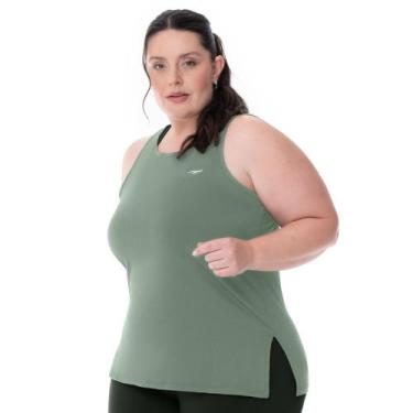 Imagem de Regata Fitness Plus Alongada com Fenda Verde Grigio Zee Rucci, G3