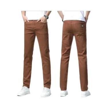 Imagem de Calças Jeans Masculinas De Corte Reto Em Denim Stretch Luxuosas Clássi