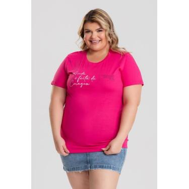 Imagem de T-shirt Feminina Plus Size 100% Algodão Estampada "A VIDA É FEITA DE C