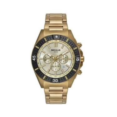 Imagem de Relógio Seculus Masculino Dourado Cronografo 44224gpsvda1-Masculino