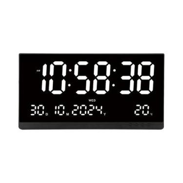 Imagem de Relógio De Parede Digital LED Grande Com Ajuste De Brilho 12/24H, Exib